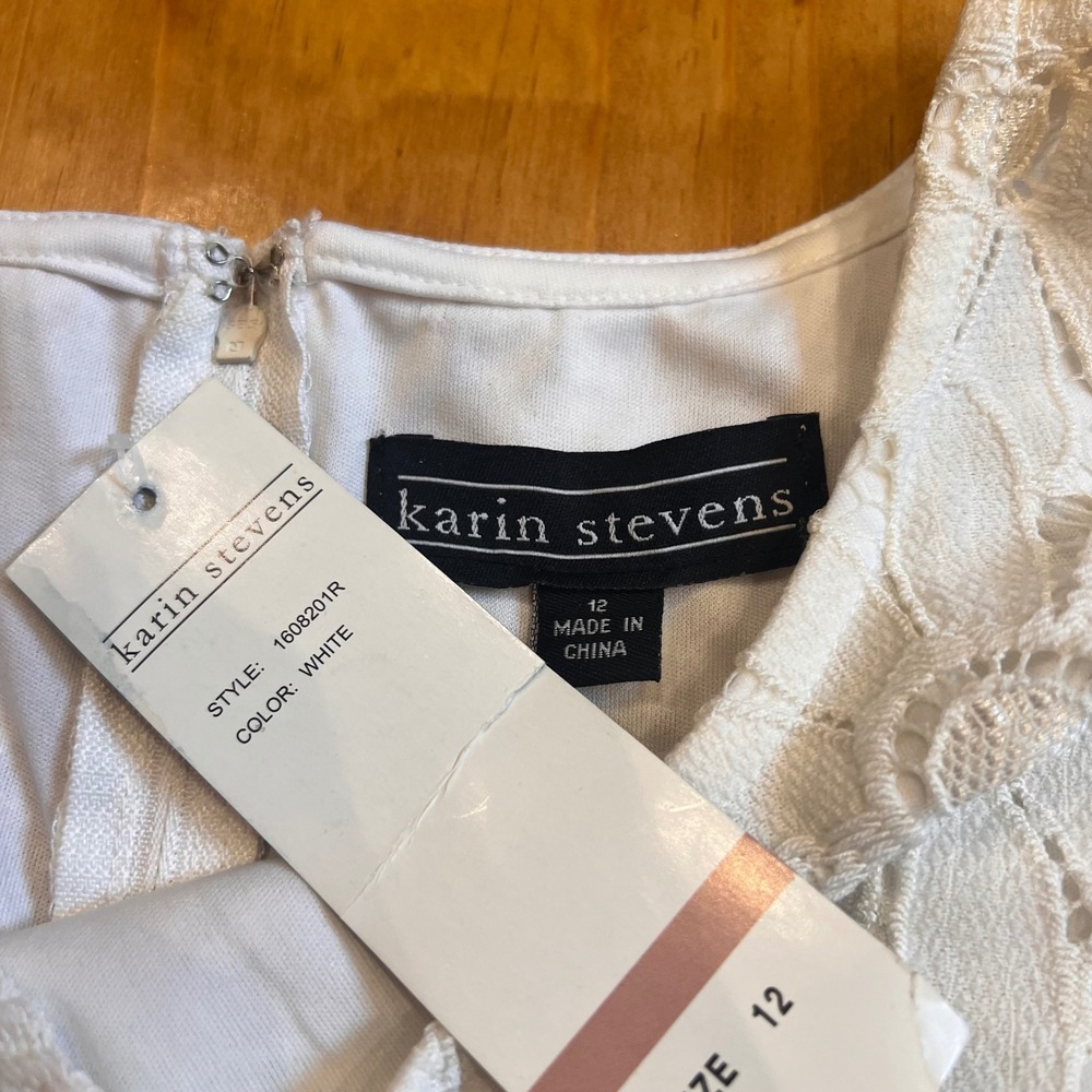 Karin Stevens White Vintage Style White Daisy Lace Shift Dress NWT Size 12 - Picture 6 of 6